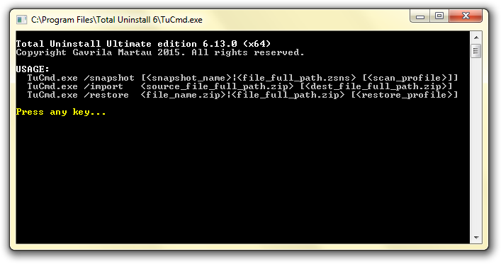 Total Uninstall 命令行程式選項